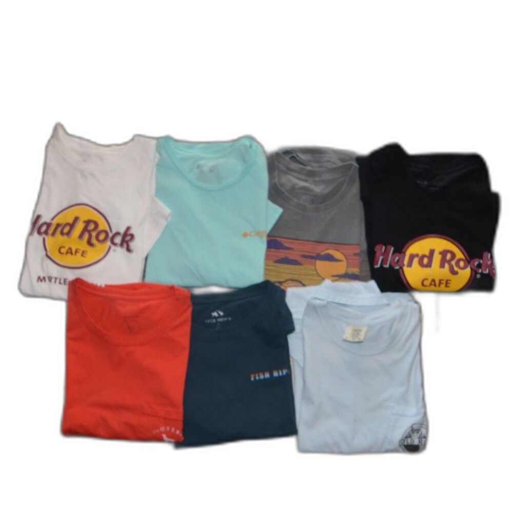 Men's T-shirt Lot of 7 Front Back Pocket Fish Hippie Over Under Old Row SZ Large